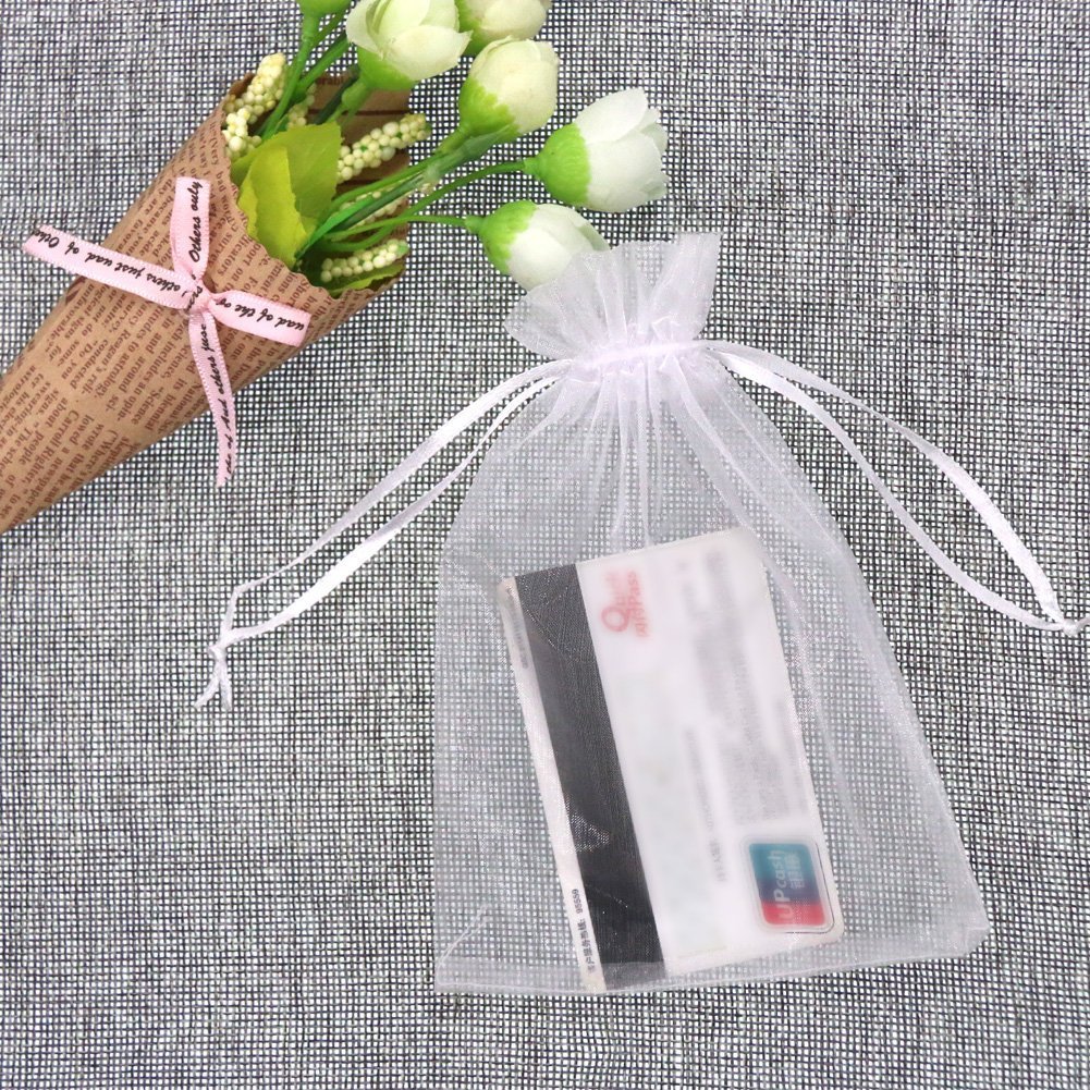 SumDirect 50Pcs 4x6 inches Sheer Organza Bags Jewelry Drawstring Pouches Wedding Party Christmas Favor Gift Bags - Image 5